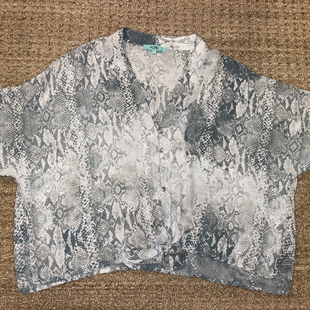 Karlie Grey Snakeskin Tie Top